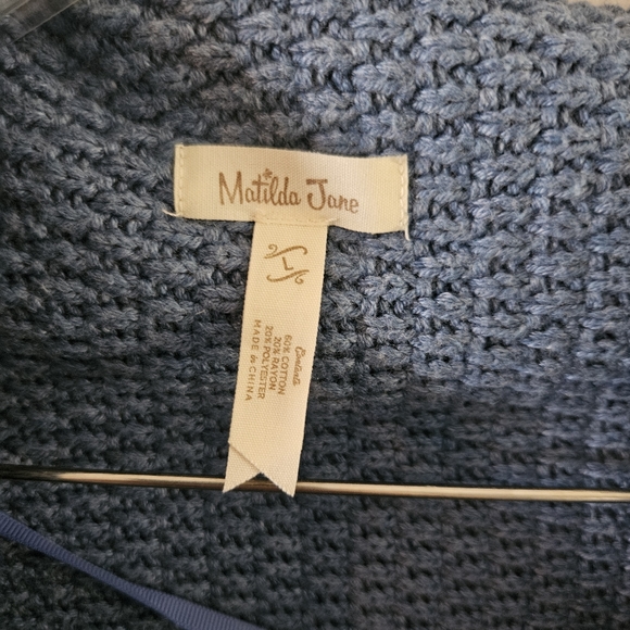 Matilda Jane Envision This Wrap Knit Cardigan Sweater Blue Size Large - Picture 4 of 6